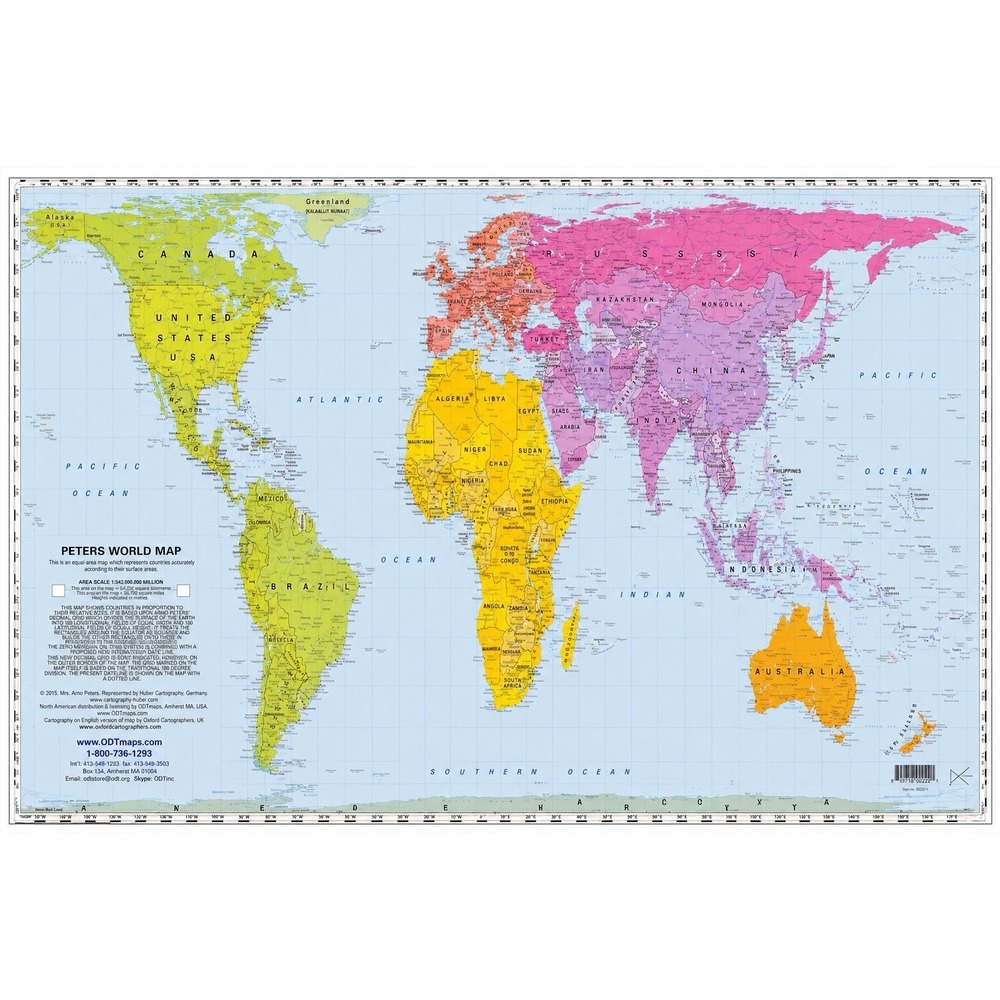 Peters World Map 36"x24" Equal Area Folded Map Homeschool Educational Poster